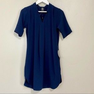 Bobeau Women’s Short Sleeve Knee Length V Neck Dress Navy Size XS NWT